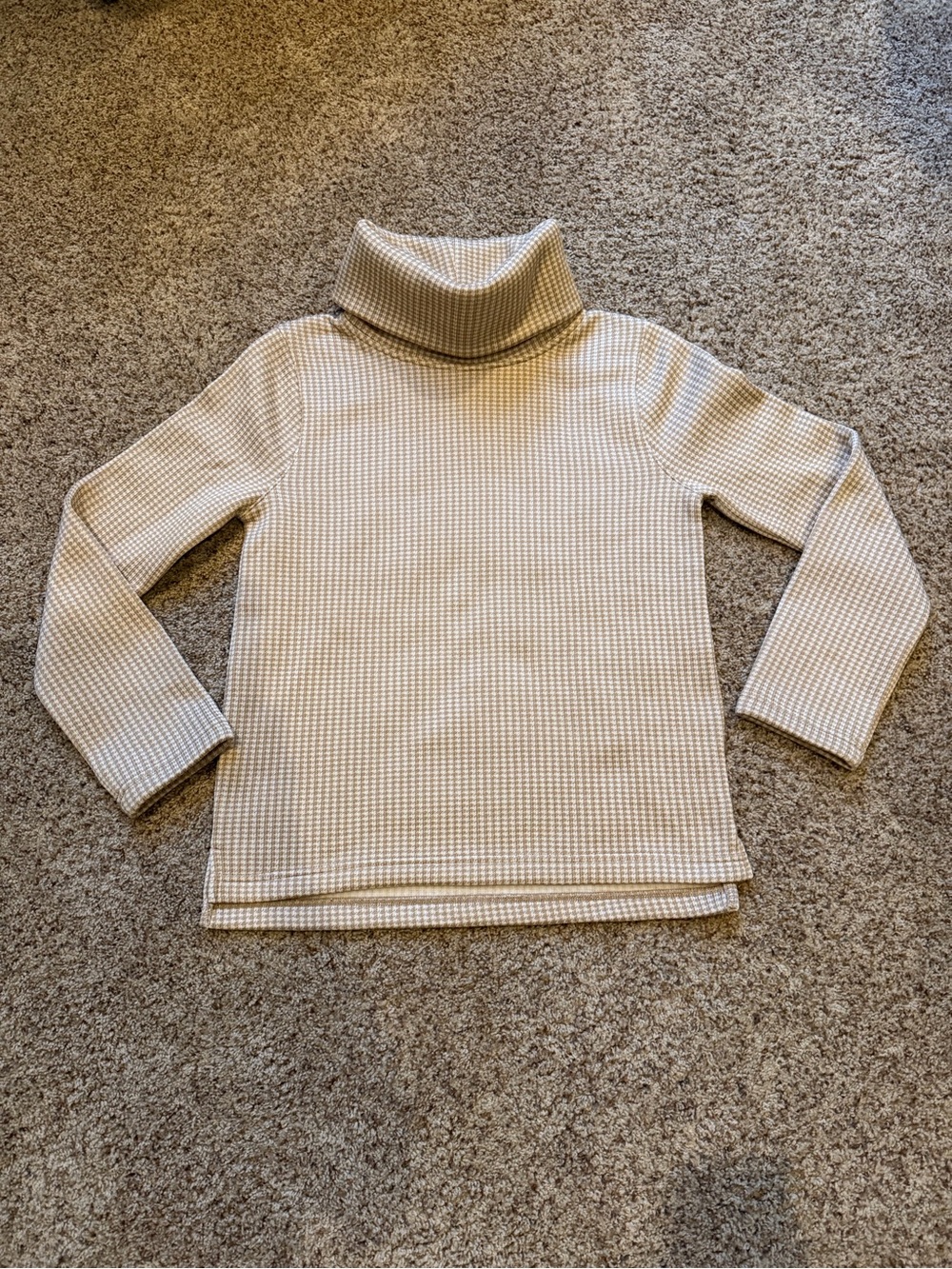 J. Crew Cream & Tan Waffle-Knit Turtleneck Sweater